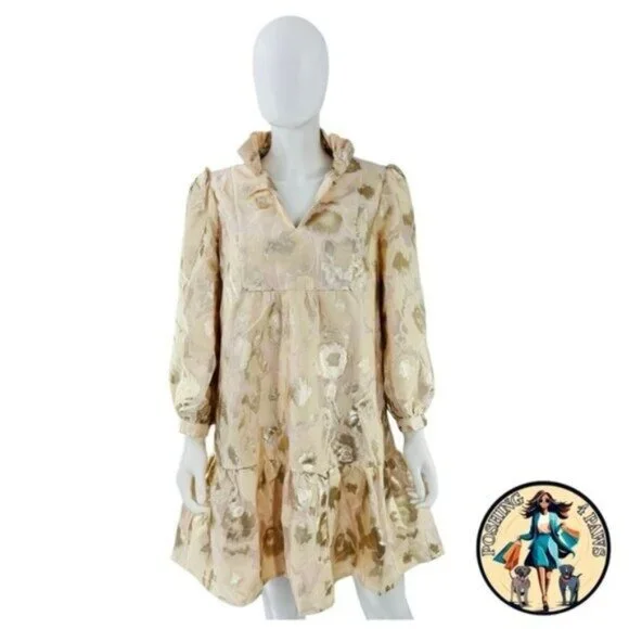 Tuckernuck NEW Champagne Fil Coupe Palmerston Formal Mini Dress Size S - Picture 2 of 10